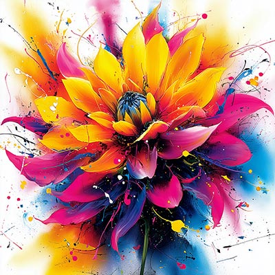 Dahliengemälde Bild auf Leinwand, Acrylglas oder als Poster