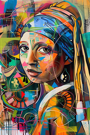 Mädchen mit Perlohrring Pop Art - Kunstdruck auf Leinwand, Acrylglas, Alu-Dibond oder als Poster