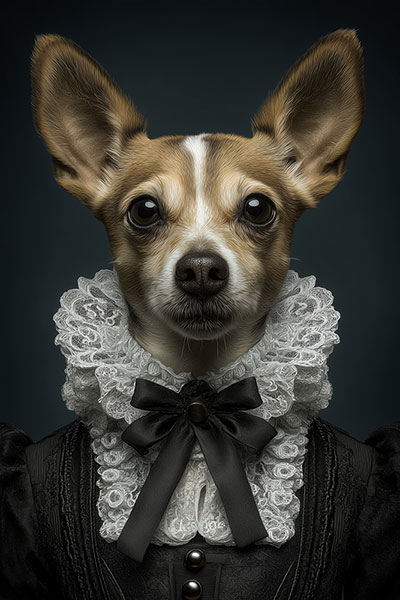 Chihuahua als Kammerherr Gemälde Kunstdruck auf Leinwand, Acrylglas oder als Poster