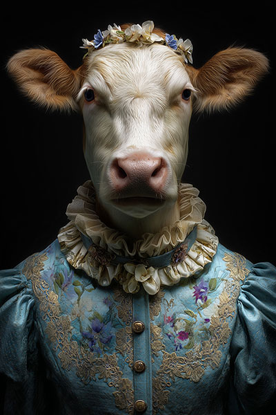Kuh als Markgräfin Gemälde Kunstdruck auf Leinwand, Acrylglas oder als Poster