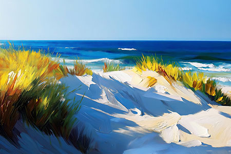 Dünen und Meer - London Impression im Stil einer kreativen Fotografie auf Leinwand, Acrylglas, Alu-Dibond oder als Poster