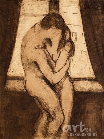 Edvard Munch - Der Kuss - Alte Meister als Kunstdruck auf Leinwand, Acrylglas, Alu-Dibond oder als Poster