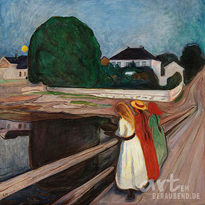 Edvard Munch - Mädchen auf der Brücke - Alte Meister als Kunstdruck auf Leinwand, Acrylglas, Alu-Dibond oder als Poster