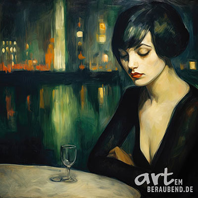 Einsame Frau - modernes digitales Gemälde Wandbild auf Leinwand oder Acrylglas