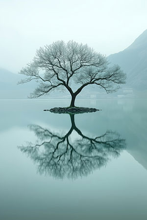 Einsamer Baum - London Impression im Stil einer kreativen Fotografie auf Leinwand, Acrylglas, Alu-Dibond oder als Poster