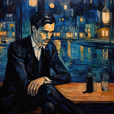 Einsamer Mann - modernes digitales Gemälde Wandbild auf Leinwand oder Acrylglas