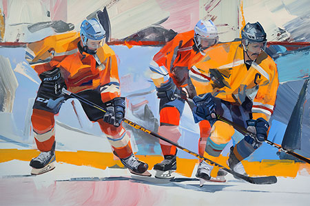 Eishockey Spieler Gemälde Kunstdruck auf Leinwand, Acrylglas oder als Poster