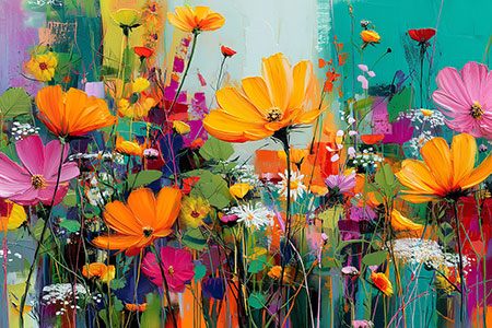 Wildblumen Gemälde Gemälde Kunstdruck auf Leinwand, Acrylglas oder als Poster