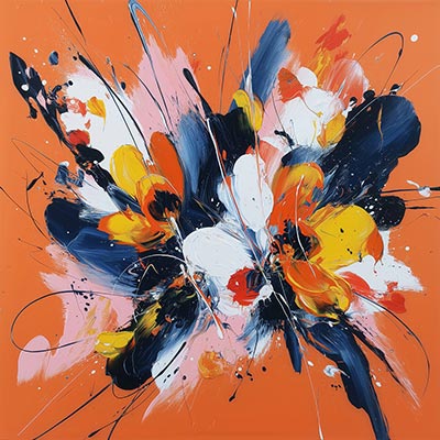 Abstraktes Gemälde mit bunten Pinselstrichen, modernes Wandbild auf Leinwand, als Acrylglasbild, auf Alu-Dibond oder als Poster