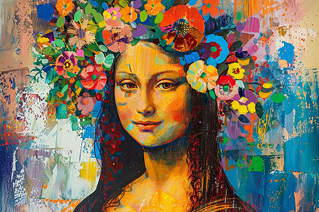 Flora Lisa - Mona Lisa Interpretation im Stil eines Gemäldes auf Leinwand, Acrylglas, Alu-Dibond oder als Poster