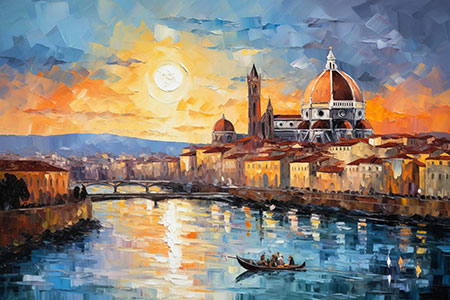 Florenz - modernes Wandbild im Aquarellstil als Kunstdruck auf Leinwand, Acrylglas, Alu-Dibond oder als Poster