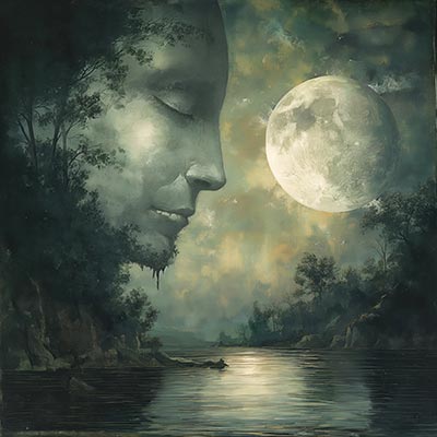 Folge dem Mond - mystisches Wandbild auf Leinwand, Acrylglas, Alu-Dibond oder als Poster