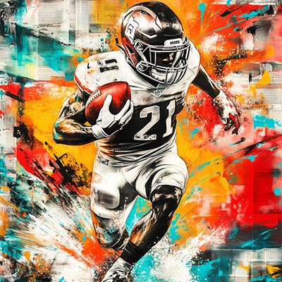 Football Spieler - Modernes Gemälde als Kunstdruck auf Leinwand, Acrylglas, Alu-Dibond oder als Poster