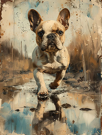 Französische Bulldogge - modernes Kunstwerk auf Leinwand, Acrylglas, Alu-Dibond oder als Poster