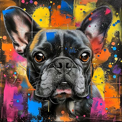 Französische Bulldogge Pop Art - Wandbild auf Leinwand, Acrylglas, Alu-Dibond oder als Poster
