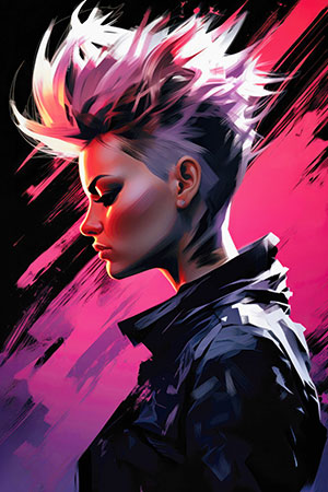 Cyberpunk - modernes Wandbild im Stil eines Gemäldes als Kunstdruck auf Leinwand, Acrylglas, Alu-Dibond oder als Poster