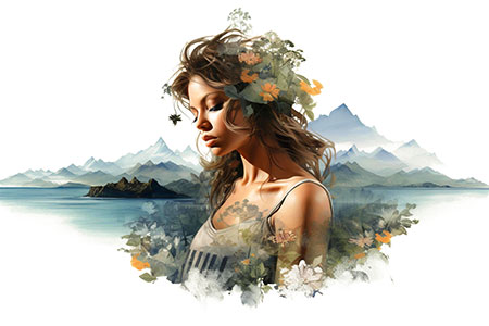 Paradies - modernes Wandbild im Aquarellstil als Kunstdruck auf Leinwand, Acrylglas, Alu-Dibond oder als Poster