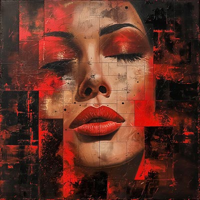 Frau in rot - modernes Kunstwerk auf Leinwand, Acrylglas, Alu-Dibond oder als Poster