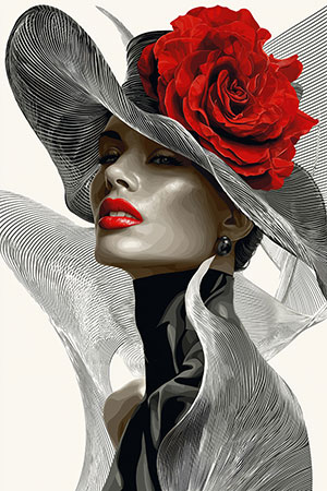 Modische Frau Illustration als Kunstdruck, modernes Wandbild auf Leinwand, als Acrylglasbild, auf Alu-Dibond oder als Poster