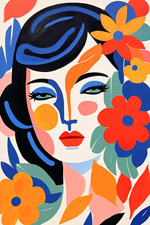 Hommage an Matisse - modernes Wandbild im Aquarellstil als Kunstdruck auf Leinwand, Acrylglas, Alu-Dibond oder als Poster