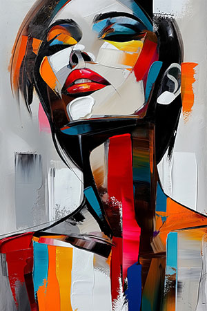 Abstraktes Gesicht - Modernes abstraktes Gemäldes eines weiblichen Porträts auf Leinwand, Acrylglas, Alu-Dibond oder als Poster