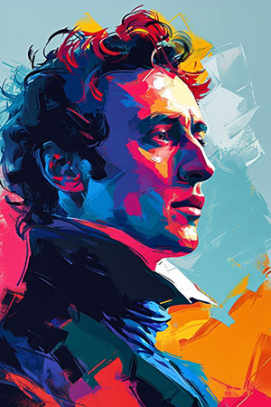 Frederic Chopin - modernes Porträt des Komponisten im Stil eines Gemäldes als Kunstdruck auf Leinwand, Acrylglas, Alu-Dibond oder als Poster