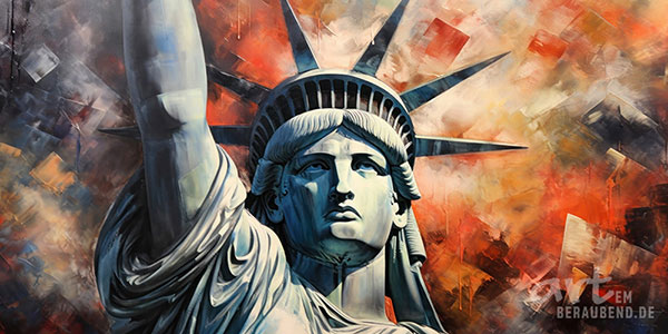 Freiheitsstatue - modernes Wandbild als Kunstdruck auf Leinwand, Acrylglas, Alu-Dibond oder als Poster