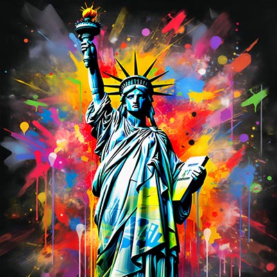 Statue of Liberty - Modernes digitales Gemälde Wandbild auf Leinwand oder Acrylglas