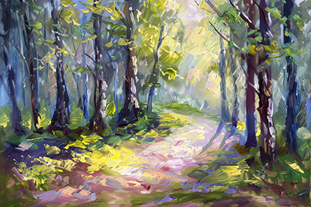 Frühling im Wald - Gemälde auf Leinwand, Acrylglas, Alu-Dibond oder als Poster