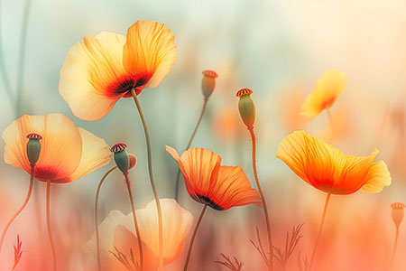 Gelber Mohn II - Fotorealistisches Blumenmotiv als Kunstdruck auf Leinwand, Acrylglas, Alu-Dibond oder als Poster