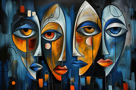 Gesichter der Nacht II - modernes abstraktes Kunstwerk auf Leinwand, Acrylglas, Alu-Dibond oder als Poster