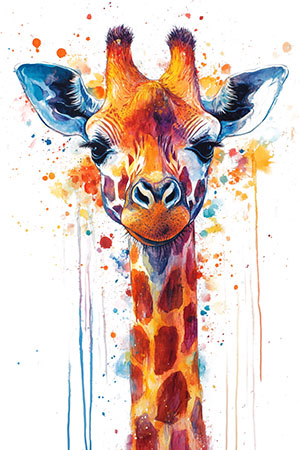 Giraffe - Wandbild im Stil einer Aquarellillustration auf Leinwand, Acrylglas, Alu-Dibond oder als Poster