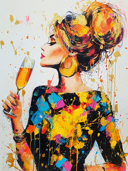 Champagner Glamour Gemälde Kunstdruck auf Leinwand, Acrylglas oder als Poster