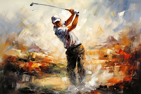 Golfer - Modernes digitales Gemälde Wandbild auf Leinwand oder Acrylglas