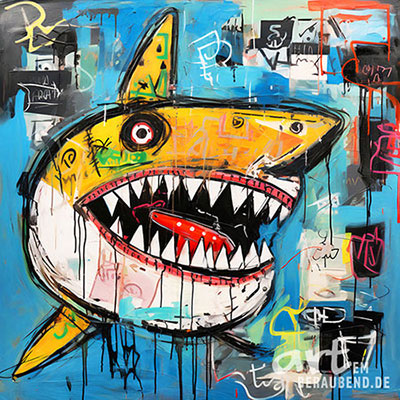 Bunter Hai II - modernes digitales Gemälde Wandbild auf Leinwand oder Acrylglas