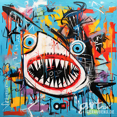 Bunter Hai - modernes digitales Gemälde Wandbild auf Leinwand oder Acrylglas