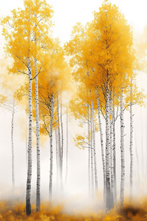 Herbstlicher Birkenwald - Modernes Gemälde als Kunstdruck auf Leinwand, Acrylglas, Alu-Dibond oder als Poster