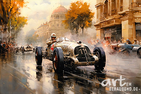 Autorennen - Modernes digitales Gemälde Wandbild auf Leinwand oder Acrylglas