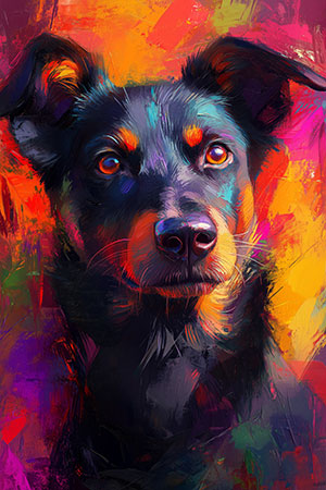 Hundeporträt - Hunde Gemälde als Kunstdruck auf Leinwand, Acrylglas, Alu-Dibond oder als Poster