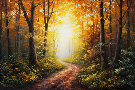 Indian Summer - modernes Wandbild im Stil eines Gemäldes, auf Leinwand, Acrylglas, Alu-Dibond oder als Poster