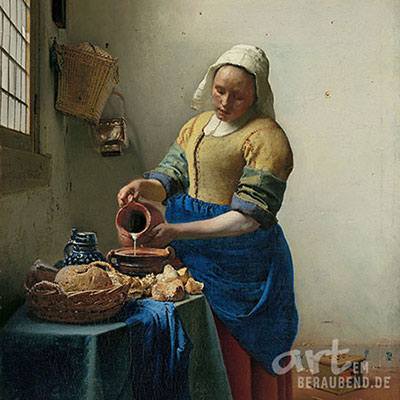 Jan Vermeer - Dienstmagd mit Milchkrug - Alte Meister als Kunstdruck auf Leinwand, Acrylglas, Alu-Dibond oder als Poster