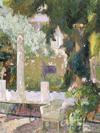 Joaquín Sorolla - Die Gärten des Hauses der Sorollas - Alte Meister als Kunstdruck auf Leinwand, Acrylglas, Alu-Dibond oder als Poster