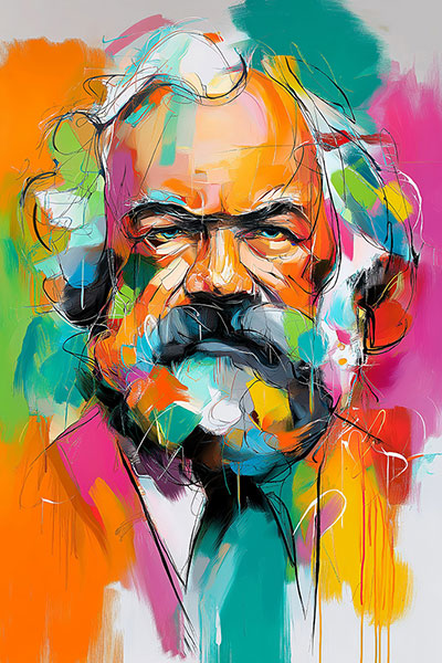 Karl Marx Porträt Gemälde Kunstdruck auf Leinwand, Acrylglas oder als Poster