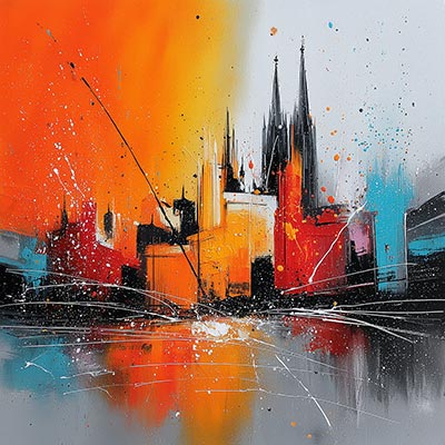 Abstraktes Köln Gemälde Kunstdruck auf Leinwand, Acrylglas oder als Poster