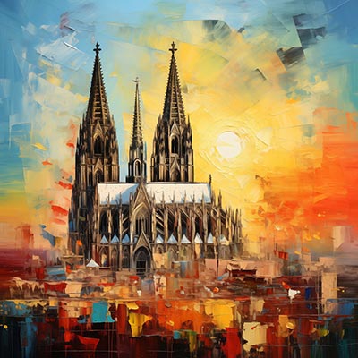 Kölner Dom Gemälde, Wandbild Kunstdruck auf Leinwand, als Acrylglasbild, auf Alu-Dibond oder als Poster.