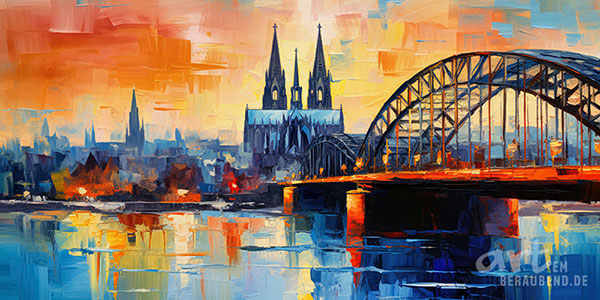 Köln Gemälde - modernes Wandbild im Stil eines Gemäldes als Kunstdruck auf Leinwand, Acrylglas, Alu-Dibond oder als Poster