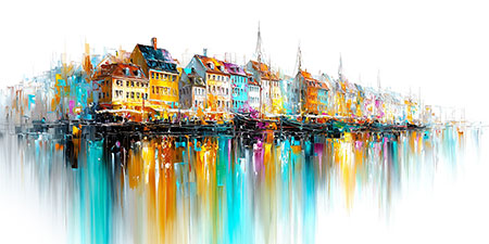 Nyhavn Gemälde Bild auf Leinwand, Acrylglas oder als Poster