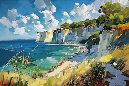 Kreidefelsen auf Rügen - fotorealistisches Bild auf Leinwand, Acrylglas, Alu-Dibond oder als Poster