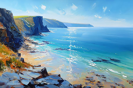 Küste von Cornwall Martimer Kunstdruck auf Leinwand, Acrylglas oder als Poster