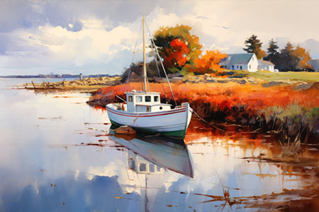 An der Küste - modernes Wandbild im Stil eines Gemäldes als Kunstdruck auf Leinwand, Acrylglas, Alu-Dibond oder als Poster